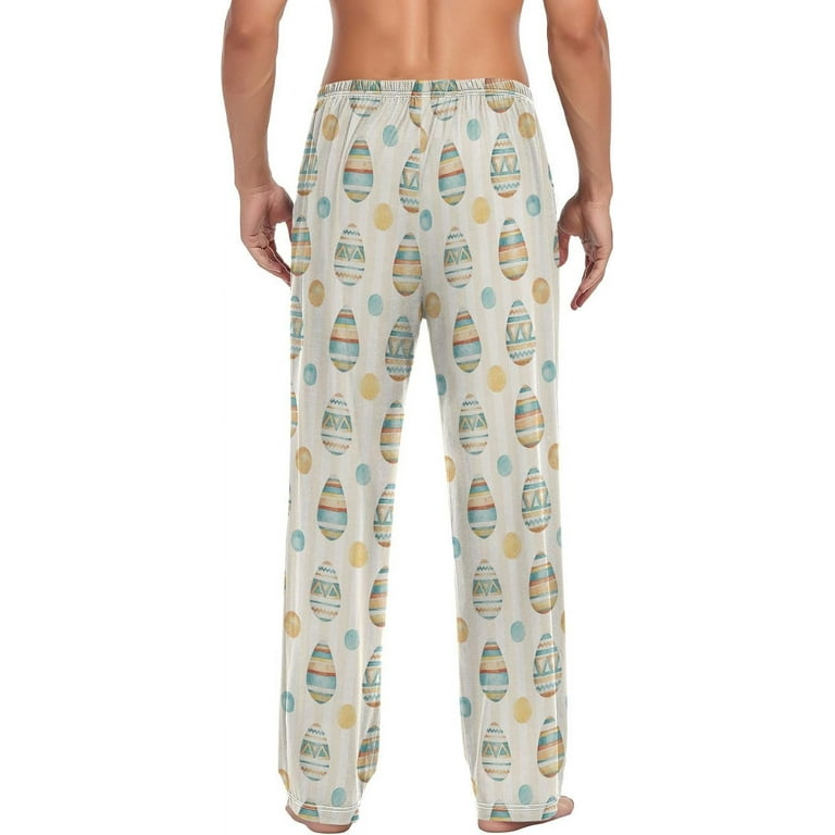GZHJMY Beige Cartoon Easter Eggs Men s Pajama Pants Soft and Comfortable Lounge Sleep Bottoms with Pockets Men s Sleepwear with Custom Print Medium Walmart