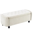 thumbnail image 2 of Furniliving 46.5" Chenille Storage Bench, Button-Tufted Upholstered Ottoman with Hidden Storage, End of Bed Bench for Bedroom Entryway Living Room, Beige, 2 of 13