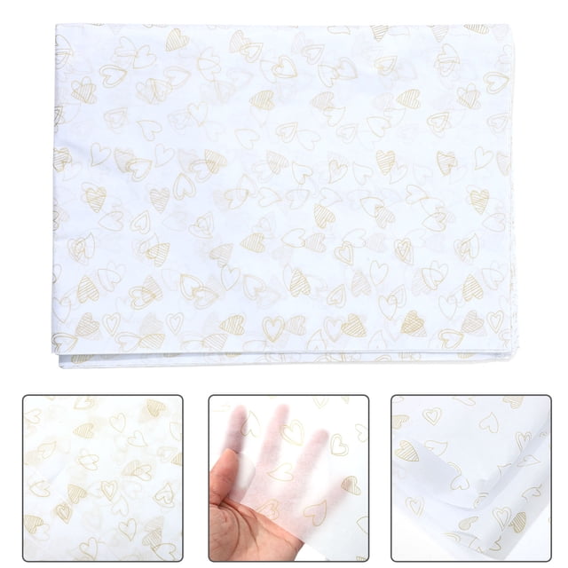 FONWILYO 28 Sheets Wrapping Tissue with Gold Heart Pattern for Flower Packaging