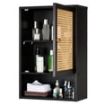 thumbnail image 4 of Garvee Bathroom Wall Cabinet, Bamboo Over-The-Toilet Storage Organizer with Rattan Doors and Adjustable Shelf, Space Saver Medicine Cabinet for Laundry, Kitchen, Living Room and Home Office Black, 4 of 9