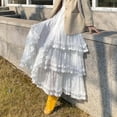 thumbnail image 6 of Women's Summer Skirts High Waist Pleated Midi A Line Skirt For Women Summer Elegant Sheer Dress Fashionable Casual Wear Daily Party Outfits White L, 6 of 9