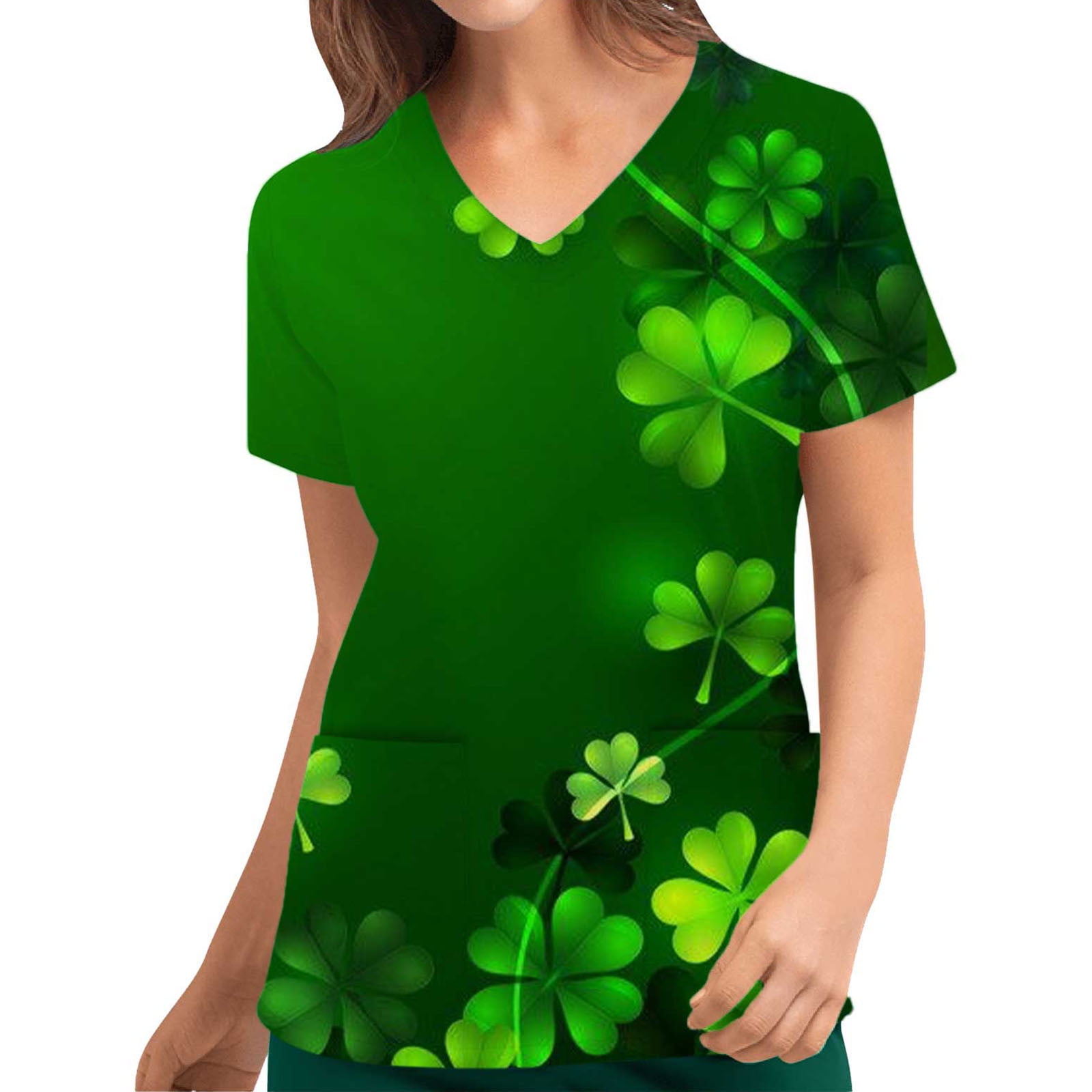 Print Nurse Uniforms for Women, St. Patrick's Day Scrub_Tops Breathable ...