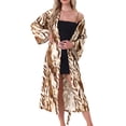 thumbnail image 1 of INSPIRE CHIC Bata de satén de leopardo para mujer, bata larga de mangas largas, suelta, para fiestas de boda, con cinturón, talla única, leopardo marrón, 1 of 6