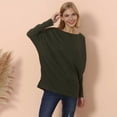 thumbnail image 2 of Waffle Knit Off Shoulder Oversized Sweater Dark Green Small, 2 of 4