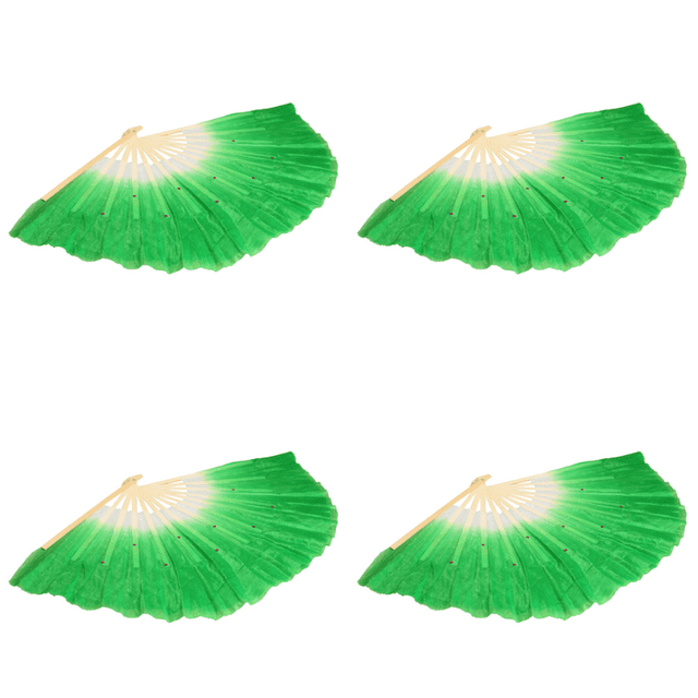 Abanico Plegable China para Danza Del Vientre Velos Disfraz Abanicos Mujer () Verde
