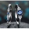 thumbnail image 3 of GKNET 2pcs/set Women's Wedding Set Rings Round Cut Emerald Ring Size&nbsp;6-10-10-Green, 3 of 7