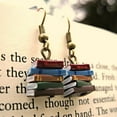 thumbnail image 1 of EGNMCR Earrings for Women Stack Book Earrings Library Color Multicolor Book Pendant Earrings chain necklace, 1 of 6
