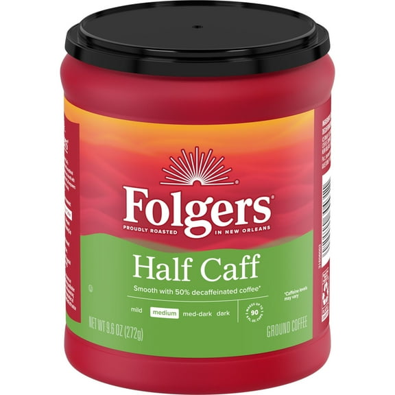 Folgers Half Caff Medium Roast Coffee, 9.6 oz Canister