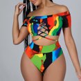 thumbnail image 2 of Cómodo traje de baño de dos piezas con estampado de bikini elegante para mujer Traje de baño Traje de baño Conjunto de ropa de playa OAVQHLG3B Store lin121212, 2 of 4