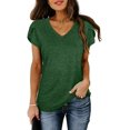 thumbnail image 6 of Womens Tops V Neck Summer Petal Sleeve Casual Tshirts, 6 of 8