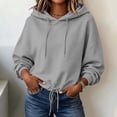 thumbnail image 4 of HAiming Womens Hoodies Long Sleeve Drawstring Solid Color Casual Trendy Sweatshirts Fall Winter Going out Blouses, 4 of 6