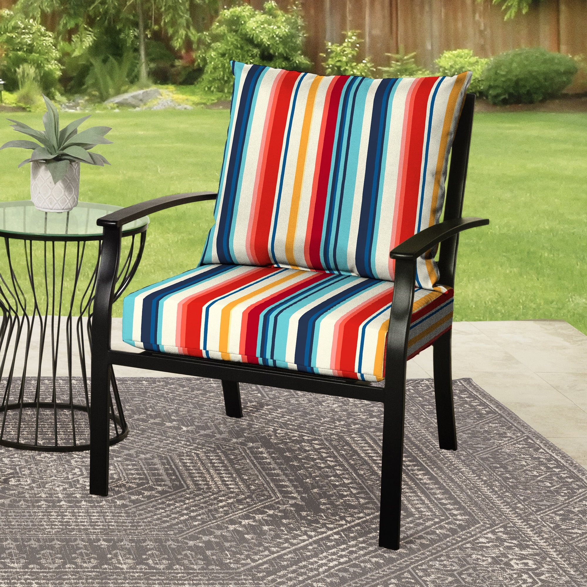Mainstays 45" L x 22.75" W Modern Multi Stripe Rectangle Outdoor 2 Piece Deep Seat Cushion