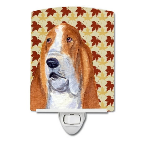 

Caroline s Treasures SS4328CNL Bulldog English Fall Leaves Portrait Ceramic Night Light 6x4x3 multicolor
