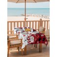 thumbnail image 2 of Outdoor Table Cloth with Umbrella Hole and Zipper, Red Plaid Christmas Snowman Waterproof Rectangle Tablecloth 54"x80", Snowflake Winter Washable Table Cover for Outside Party Patio Picnic, 2 of 8
