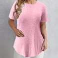 thumbnail image 2 of Sexlip Long Tunic Tops for Womens Casual Crew Neck Short Sleeve Blouse Solid Color Loose Fit Flowy Beach Tee Shirts Pink S, 2 of 7