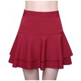 thumbnail image 2 of EDFBUYKRS Female Skirts Flowy Skirts for Women Plus Size Ladys Elastic High Waist Pants Skirt Solid Casual Double-Layer Base Skirt, 2 of 3