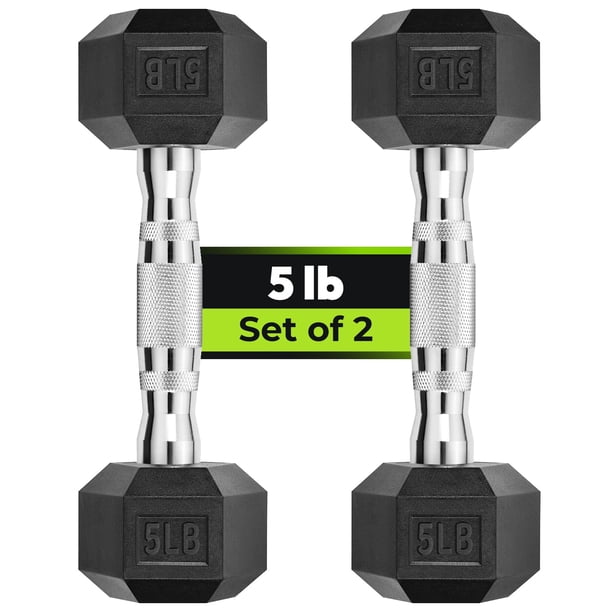 Set de mancuernas hexagonales de goma HANDBODE 2 x 2,5 kg
