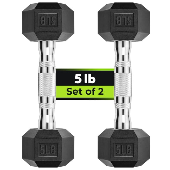 Set de mancuernas hexagonales de goma HANDBODE 2 x 2,5 kg