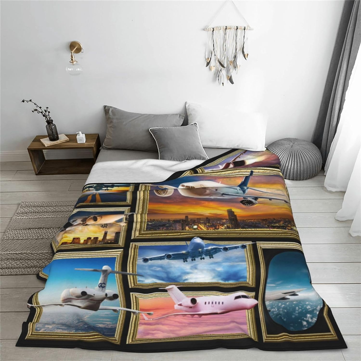 Airplane Blanket Aviation Throw Blanket Soft Fleece Flannel Bedding Plane Pilot Gifts for Men Pilots Boys Girls Lovers Adults Stuff Plush for Couch Sofa Bed Room Decor 40"X50"