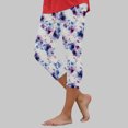 thumbnail image 2 of YDFCWXW Women's Capri Leggings Floral Printed Plus Size Capris High Waist Knee Length Slim Fit Cropped Legging for Yoga Light Purple, XXL, 2 of 5