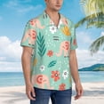 thumbnail image 3 of Pofeuu Elephant and Flowers Print Hawaiian Shirt for Men Sleeves Casual Button Down Summer Beach Dress Shirts T-Shirts,3X-Large, 3 of 7