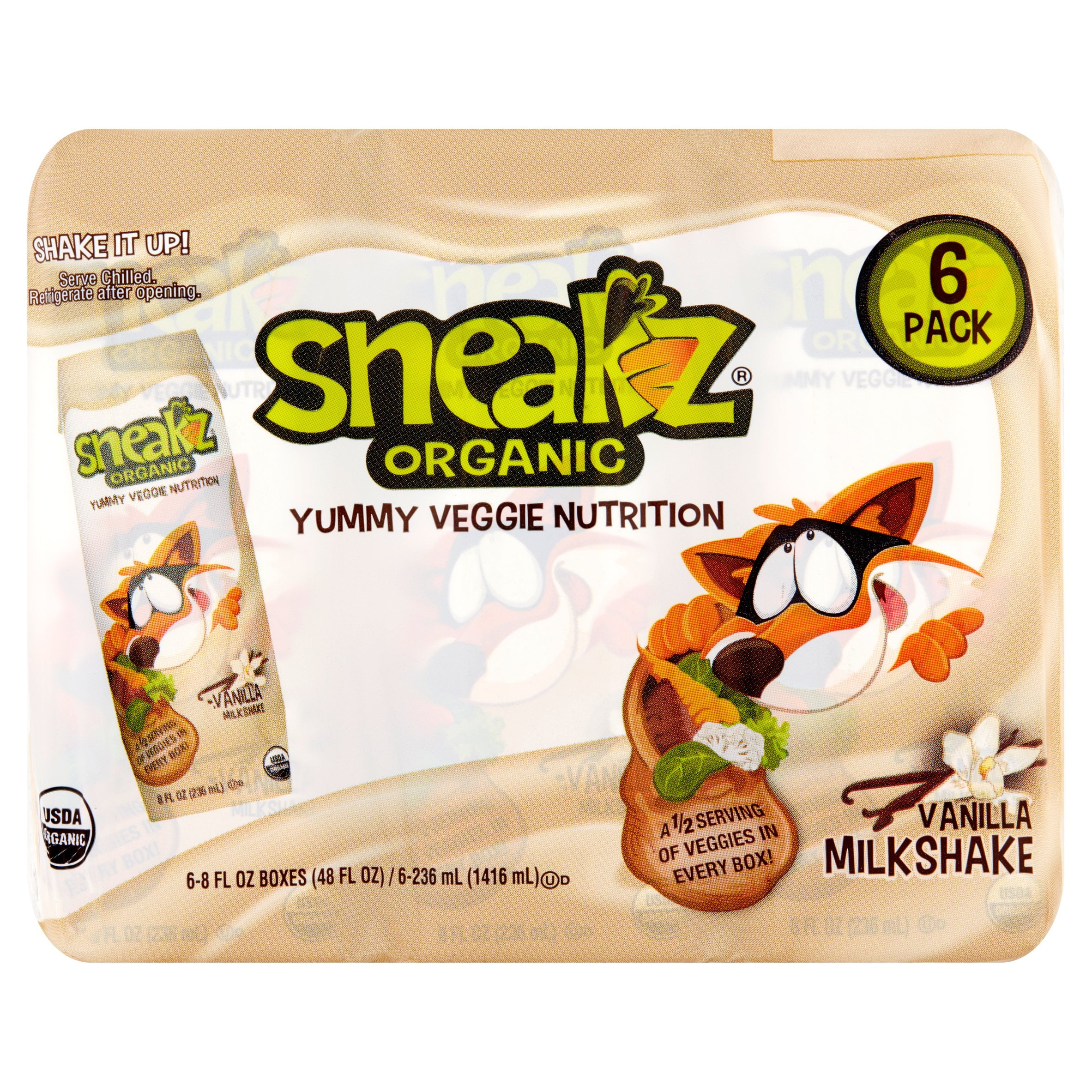 Sneaks Organic Vanilla Milkshake, 8 Fl. Oz., 6 Count