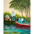 thumbnail image 2 of DeRice, Julie 15x18 Gold Ornate Wood Framed with Double Matting Museum Art Print Titled - Dock Fishing, 2 of 4