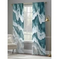 thumbnail image 4 of Abstract Beach Wave Sheer Curtains 96 Inches Long 2 Panels Watercolor Blue Ocean Light Filtering Semi Sheer Window Curtains Drapes for Bedroom Living Room 52"x96", 4 of 7