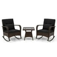 thumbnail image 1 of Gymax 3 PCS Rocking Bistro Set w/Removable Cushions & Tempered Glass Top Coffee Table, 1 of 6