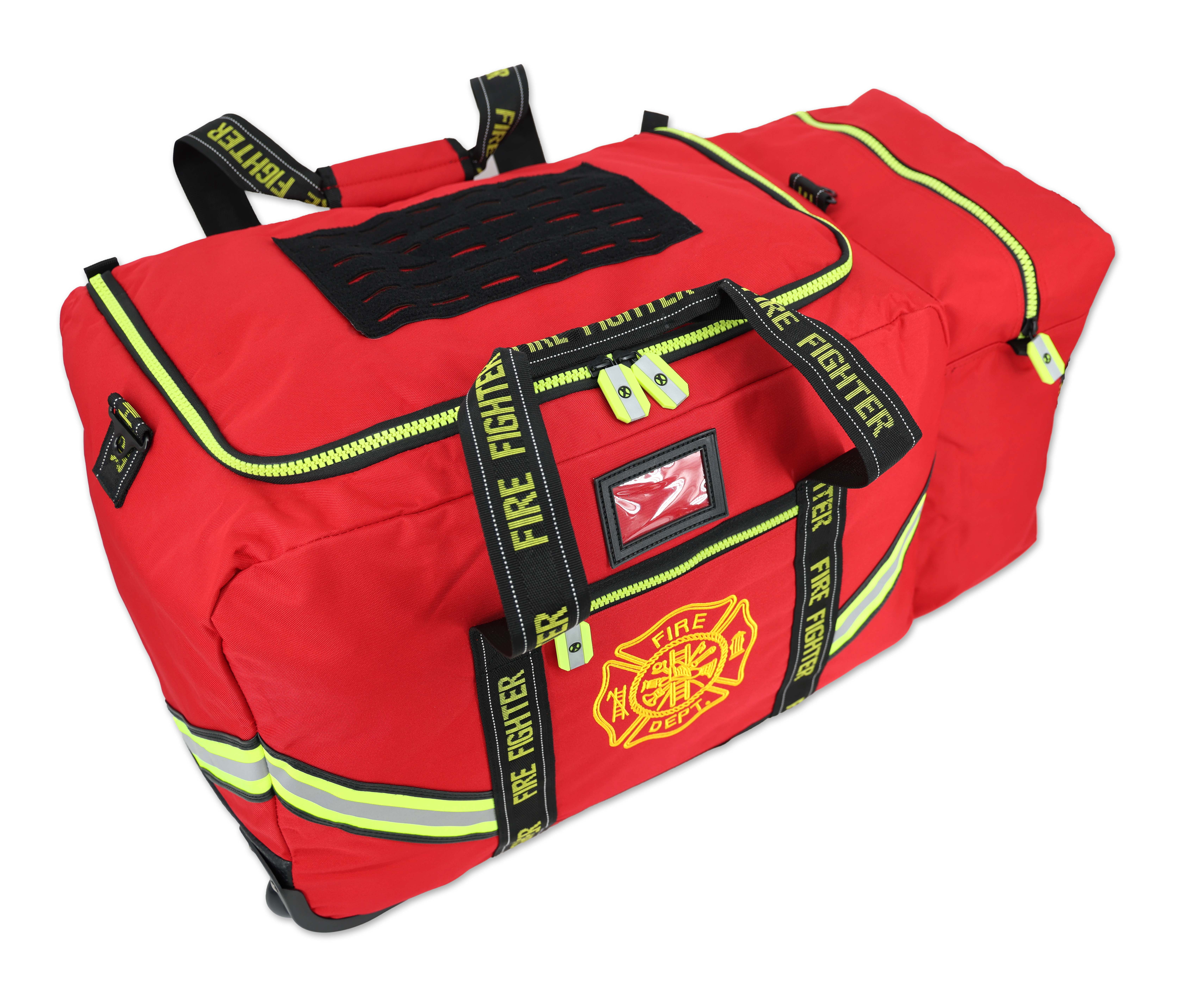 Lightning X Fireman's Value Edition XL Firefighter Step-In Turnout Gear Bag w/ Wheels, Helmet Pocket & Maltese Cross for First Responder