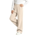 thumbnail image 5 of Girls Corduroy Sweatpants with Pockets Elastic Waist Baggy Fall Winter Casual Kids Active Pants Beige 14, 5 of 7