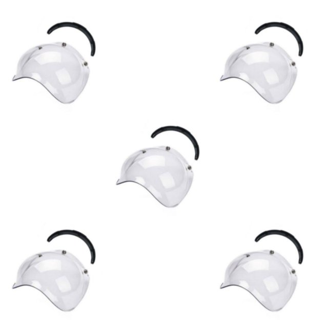 Decodeary Retro Style Universal Bubble Jet Visor For Motorcycle Helmet Easy To Install Button Bubble Visor Transparent Color 5Set