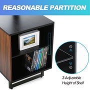 FITUEYES Universal TV Stand Base - Floor TV Stand with Swivel Mount for 32-70 inch Height Adjustable Media Storage Stand Wooden Shelves for Media Player TW310601MB