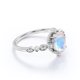 thumbnail image 3 of JeenMata Anillo de Bodas Bohemio Antiguo con Piedra Lunar Azul Ovalada y Moissanita de 1,5 Uds en Oro Blanco de 18 K sobre Plata, 3 of 6