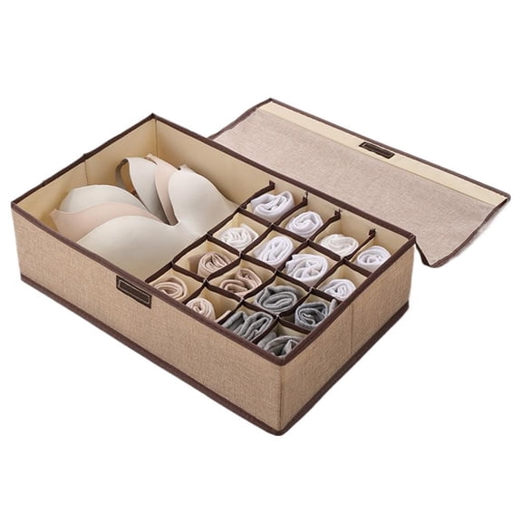 13/17 Grid Underwear Bra Storage Box Organizer With Large Drawer Sock Capacity Lid Organizador Divider Organizer C N4X1 Wardrobe