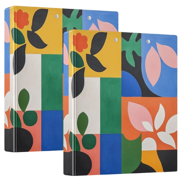 FORMRS 3 Ring Binder 1.5 inch with Pockets Set of 2 Clip Board 200 Sheets Capacity, Abstract Plants