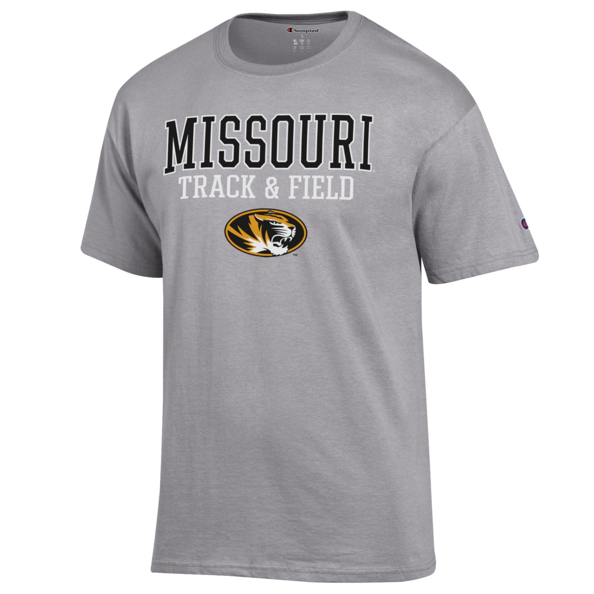 Men's Champion  Gray Missouri Tigers Track & Field Stack T-Shirt