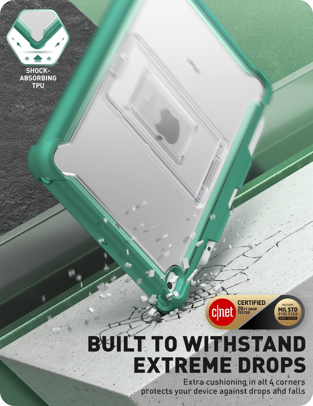 i-Blason Ares Case for New iPad 9th/8th/7th Generation, iPad 10.2 2021/2020/2019 Case, Full-Body Kickstand with Built-in Screen Protector Cover with Pencil Holder (Green)