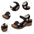 thumbnail image 7 of Wedge Sandals for Women Open Toe Platform Beach Shoes with Hook and Loop Summer Casual Slingback Heels Black Size 9, 7 of 7
