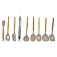 thumbnail image 1 of JUEGO DE 10 UTENSILIOS DE SILICONA COLOR CREMA CON MANGO DE MADERA Y CANTARO 39784, 1 of 3