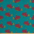thumbnail image 1 of Floral Fabric by the Yard Upholstery, Rhythmic Illustration of Autumn Flower Leaves Pattern, Decorative Fabric for DIY and Home Accents, Teal Dark Pink by Ambesonne, 1 of 4