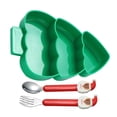 thumbnail image 1 of ELAYARD Assorted Color Christmas Tree Shaped Salad Plates Sectioned Design for Dinner Use Includes Fork and Spoon Set, 1 of 8