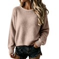 thumbnail image 2 of Goodw7 Contrast Panel Relaxed Pullover, Women's Soft Knit Round Neck Long Sleeve Sweater, Effortlessly Pairs with Various Bottoms for Casual Chic Looks, 2 of 6