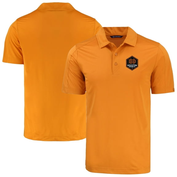 Men's-Cutter & Buck  Orange Houston Dynamo FC Prospect Eco Textured Stretch Recycled Polo