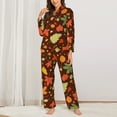 thumbnail image 3 of Bingfone Womens Pajama Sets Autumn Leaves Print,Long Sleeve Loungewear Pajamas Set-Medium, 3 of 9