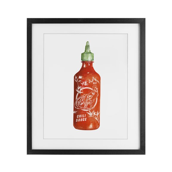 Stupell Industries Contemporary Iconic Hot Sauce Bottle Black Framed Print Under Glass, 13 x 16, by Rylen McNett