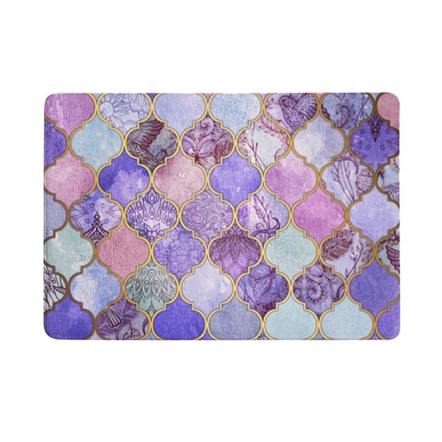 Alfombrilla absorbente de agua antideslizante con estampado geométrico, alfombrilla para baño y cocina (#3)