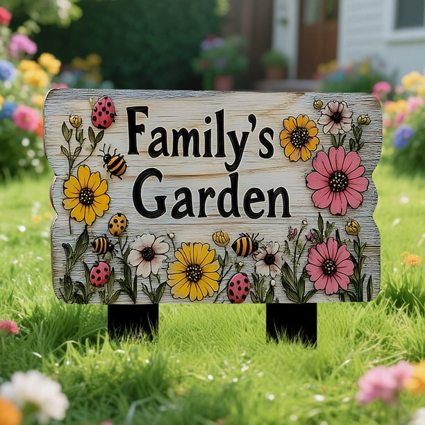 Wooden Garden Welcome Door Number Ground Insertion Decoration Home Garden Outdoor Courtyard Flower Pot Decoration Ground Insertion