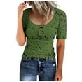 thumbnail image 3 of Birdeem T-Shirt à Col Rond pour Femmes, Boutonné, Coupe Ample, Manches Courtes, 3 of 8