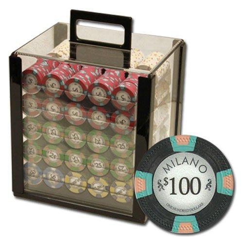 Claysmith Gaming 1,000 Ct Milano Set 10g Casino Clay Chips with Acrylic Display Case for Casino Games